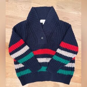 THE GREAT. Navy Textured‎ Knit Oversized Pullover Sweater